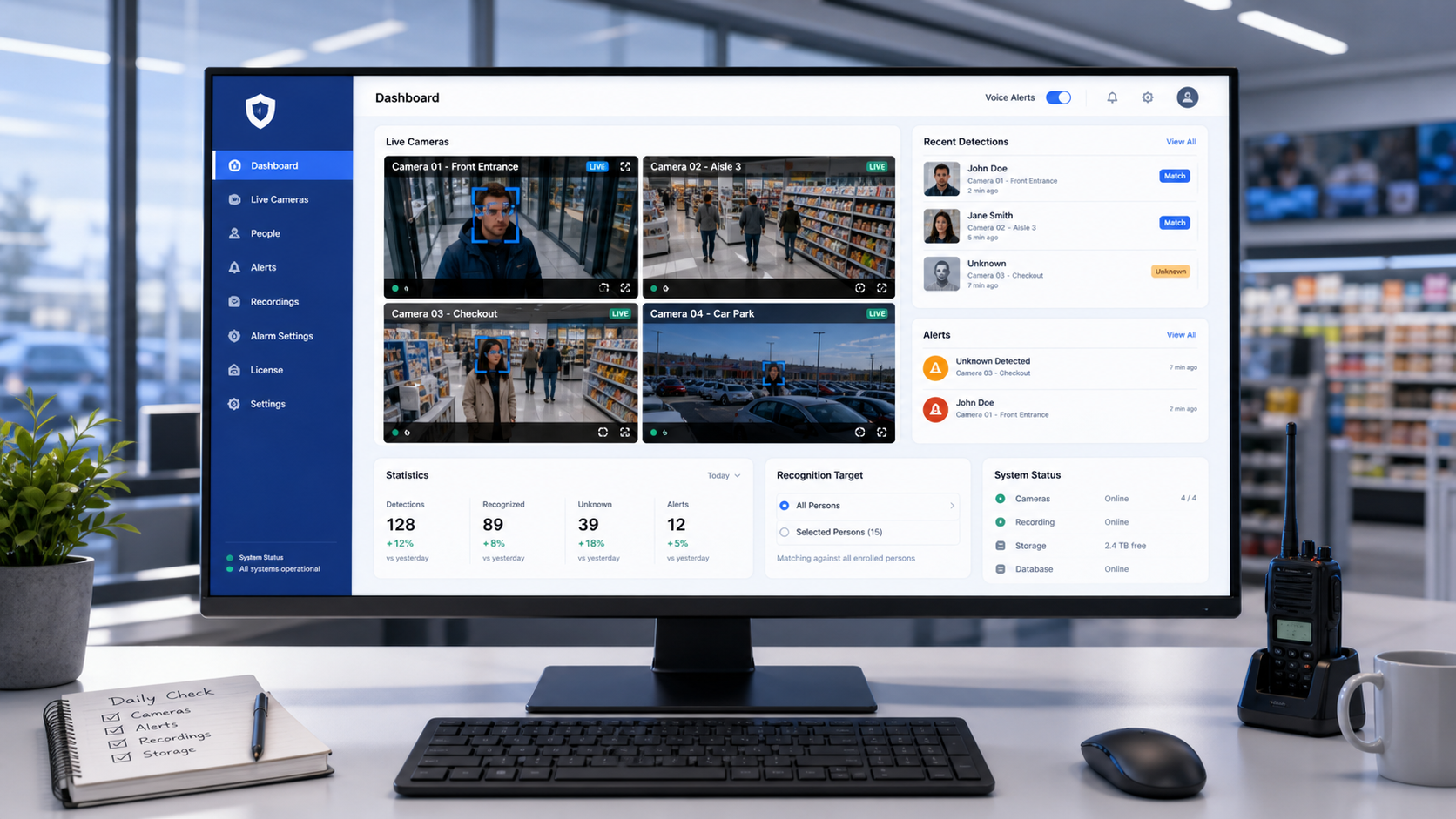 AvisoNet desktop security intelligence dashboard.